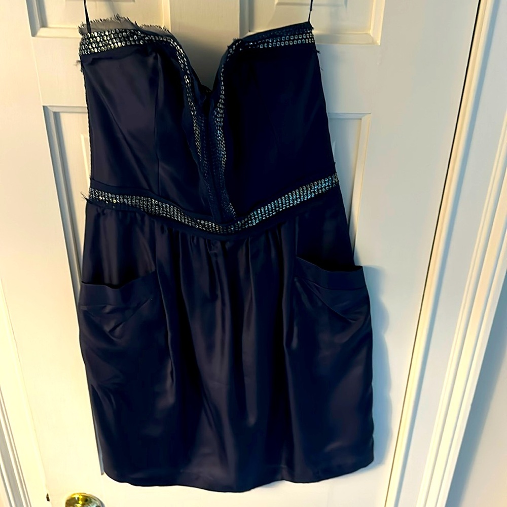 Navy silk dress
